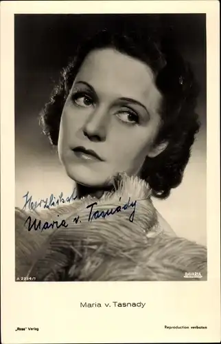 Ak Schauspielerin Maria von Tasnady, Portrait, Autogramm