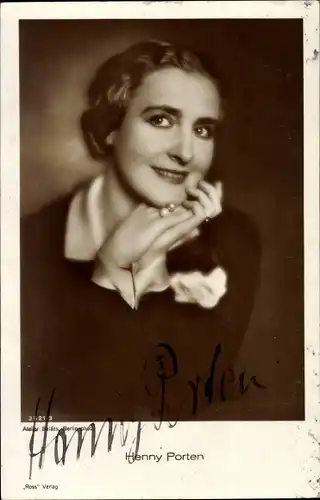 Ak Schauspielerin Henny Porten, Portrait, Ross Verlag 3521 3, Autogramm