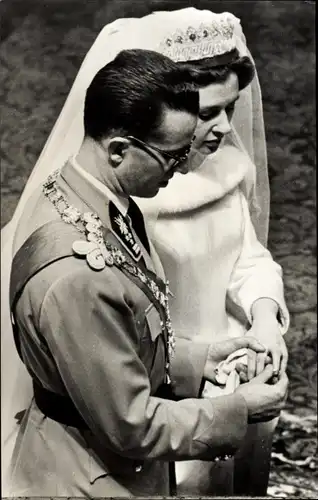 Ak Hochzeit von Königin Fabiola und König Baudouin von Belgien 1960