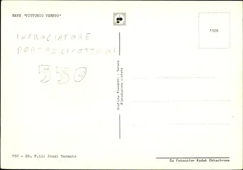 Ak Italienisches Kriegsschiff Vittorio Veneto