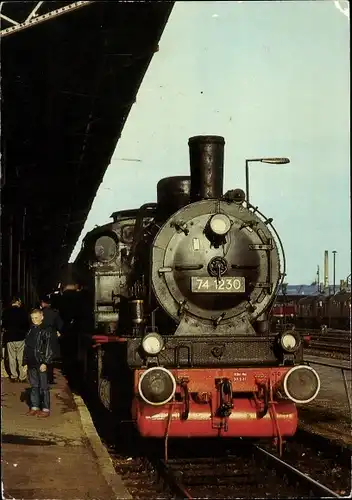Ak Deutsche Eisenbahn, Dampflok, 74 1230, Personenzugtenderlokomotive, Strecke Wismar-Rostock