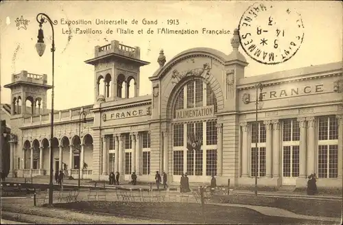 Ak Gent Gent Ostflandern, Weltausstellung 1913, Italienischer und Französischer Pavillon