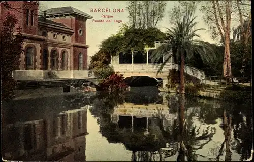 AK Barcelona Katalonien Spanien, Park, Seebrücke