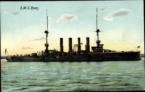 Ak Deutsches Kriegsschiff, SMS Roon, Panzerkreuzer, Kaiserliche Marine