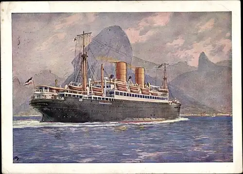 Künstler Ak Norddeutscher Lloyd Bremen, Dampfer der Sierra-Klasse vor Rio de Janeiro