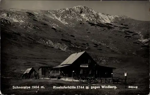 Ak Steiermark Österreich, Schneealpe, Rinnhofer-Hütte, Windberg