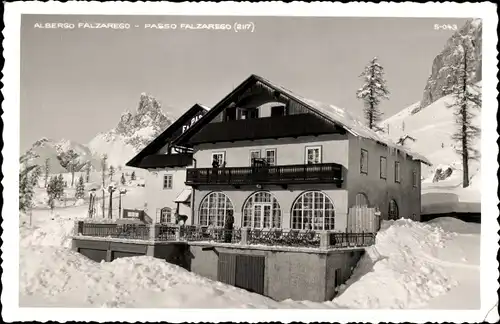 Ak Passo di Falzarego Veneto, Albergo Falzarego, Winter