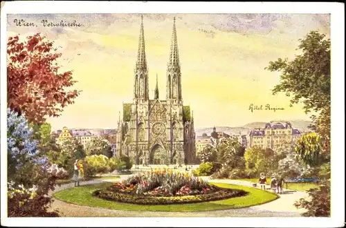 Künstler Ak Wien 9 Alsergrund Österreich, Votivkirche, Hotel Regina