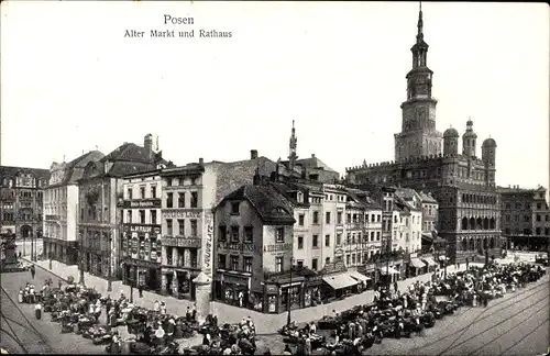 Ak Poznań Posen, Alter Markt mit Rathaus