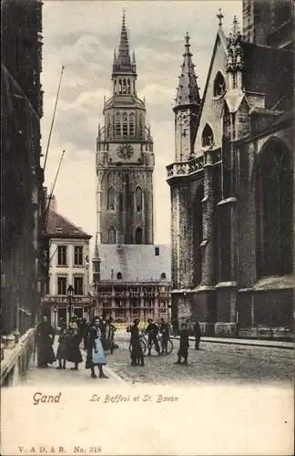 Ak Gent Gent Ostflandern, Belfried, St. Bavon