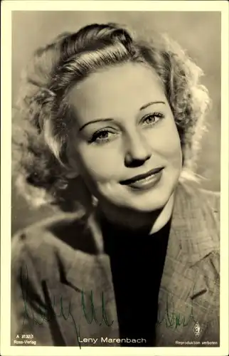 Ak Schauspielerin Leny Marenbach, Ross Verlag A 3132 1, Portrait, Autogramm
