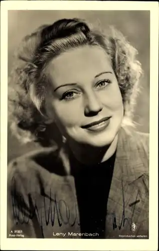 Ak Schauspielerin Leny Marenbach, Ross Verlag A 3132 1, Portrait, Autogramm