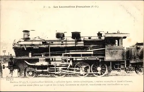 Ak Locomotives Francaises, PO, Maschinennummer 975 S