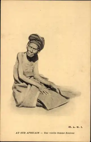 Ak Südafrika, Eine alte Zulu-Frau, Portrait