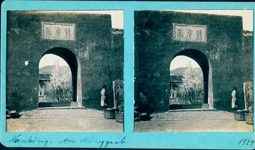 Stereo Foto Nanjing Nanking China, Am Ming-Grab, 1929