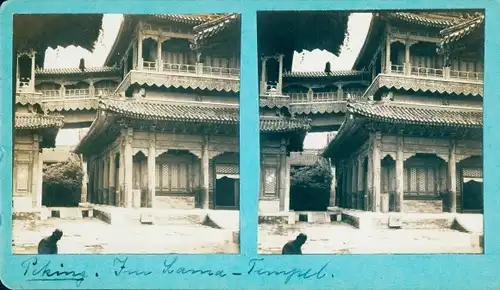 Stereo Foto Beijing Peking China, Lama-Tempel, Yonghe-Tempel
