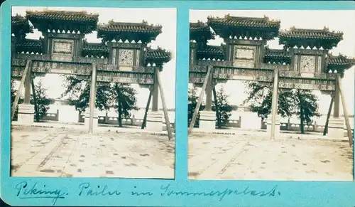 Stereo Foto Beijing Peking China, Sommerpalast, Torbogen