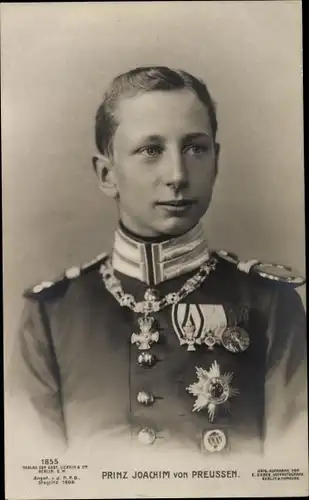 Ak Prinz Joachim von Preußen, Portrait, Uniform, Orden, Liersch 1855