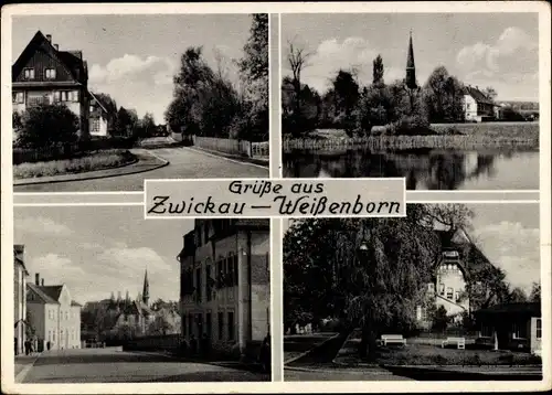 Ak Weißenborn Zwickau in Sachsen, Straßenpartie, Teich