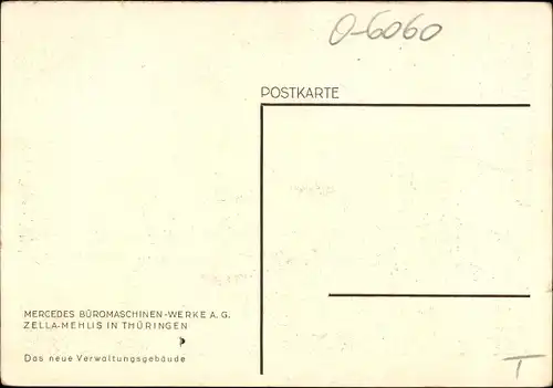 Ak Zella Mehlis im Thüringer Wald, Mercedes Büromaschinen Werke AG, Verwaltungsgebäude