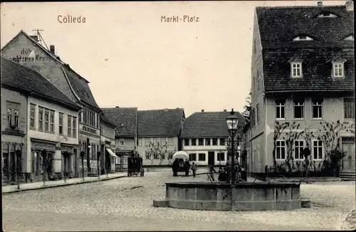 Ak Kölleda in Thüringen, Marktplatz, Hotel Goldenes Kreuz