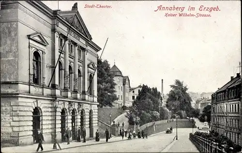 Ak Annaberg Buchholz im Erzgebirge, Kaiser-Wilhelm-Straße, Stadttheater