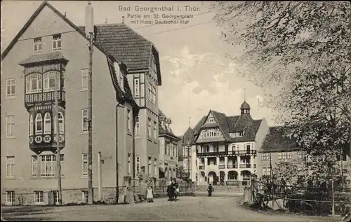 Ak Georgenthal in Thüringen, Sankt-Georgenplatz, Hotel Deutscher Hof