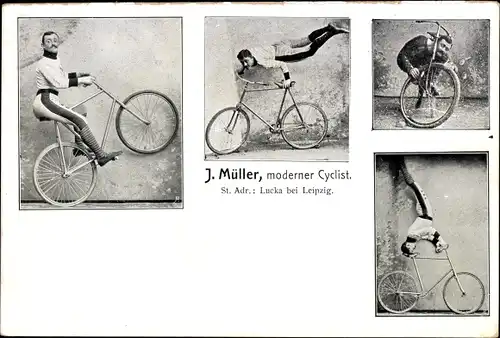 Ak J. Müller, moderner Cyclist, Fahrrad