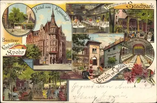 Litho Kassel in Hessen, Restaurant Stadtpark, Hotel zum Kaiserhof