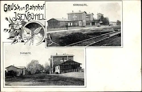 Ak Isenbüttel Niedersachsen, Bahnhof, Nordseite, Südseite, Gleisseite