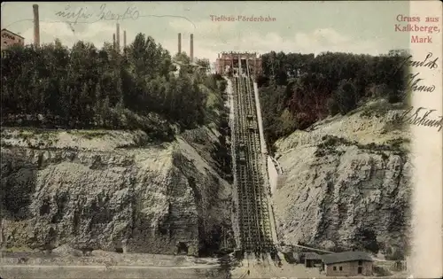 Ak Kalkberge Rüdersdorf in der Mark, Tiefbau-Förderbahn