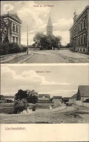 Ak Wackersleben in Sachsen Anhalt, Kirche, Vahsel's Teich