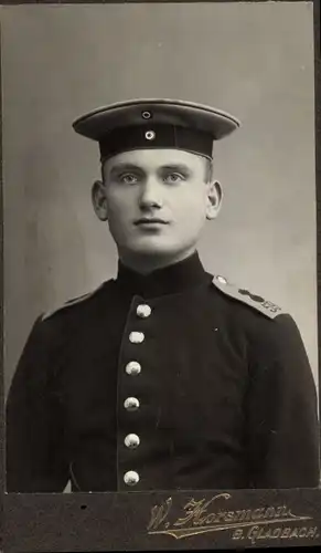 CdV Mönchengladbach in Nordrhein Westfalen, Deutscher Soldat in Uniform, Regiment 59, Portrait