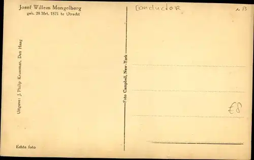 Ak Dirigent Josef Willem Mengelberg, Portrait