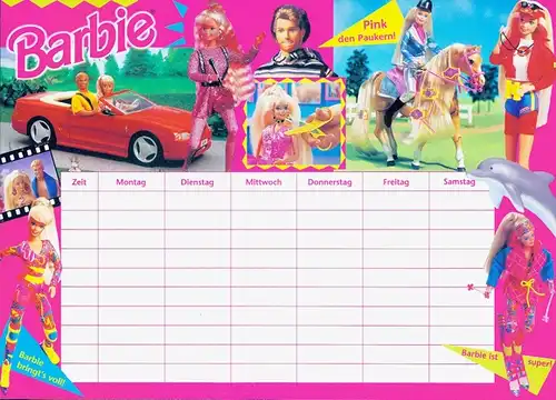 10 Stundenpläne von Barbie und anderes Spielzeug, unbeschrieben