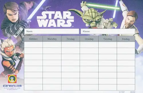 7 Stundenpläne Star Wars, unbeschrieben, diverse Größen und Ansichten