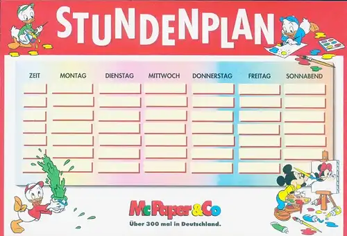 11 Stundenpläne von Disney, Mickey Mouse, Donald Duck, unbeschrieben, diverse Größen und Ansichten