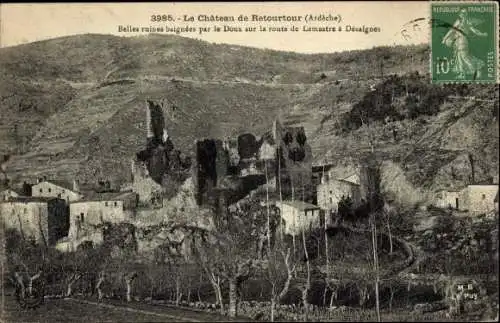 Ak Lamastre Ardèche, Château de Retourtour, Ruine