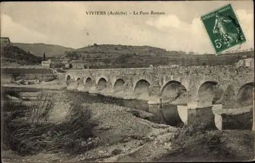 Ak Viviers sur Rhone Ardèche, römische Brücke