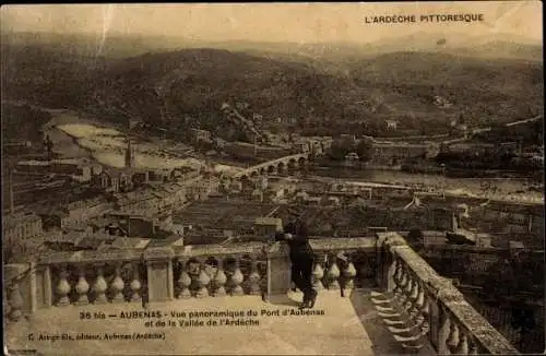 Ak Aubenas Ardèche, Panorama, Brücke