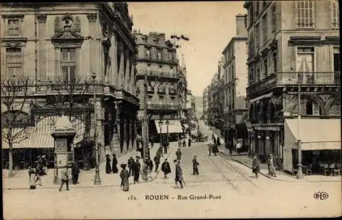 Ak Rouen Seine Maritime, Rue Grand-Pont