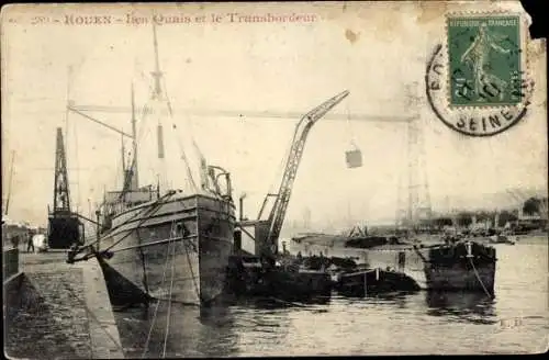 Ak Rouen Seine Maritime, Les Quais et le Transbordeur