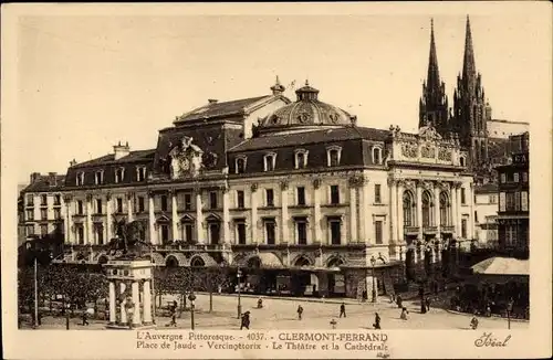 Ak Clermont Ferrand Puy de Dôme, Theater und Kathedrale