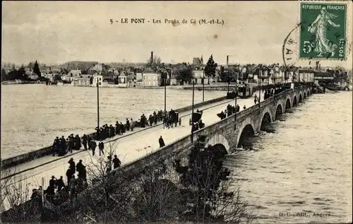 Ak Les Ponts de Cé Maine et Loire, Brücken, Stadt