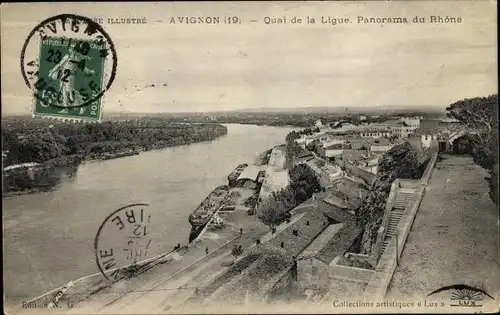 Ak Avignon-Vaucluse, Quai de la Ligue, Panorama der Rhône