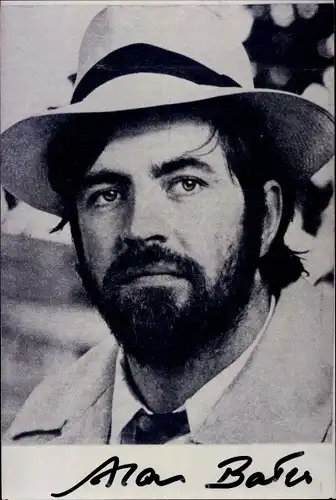Foto Schauspieler Alan Bates, Portrait, Autogramm