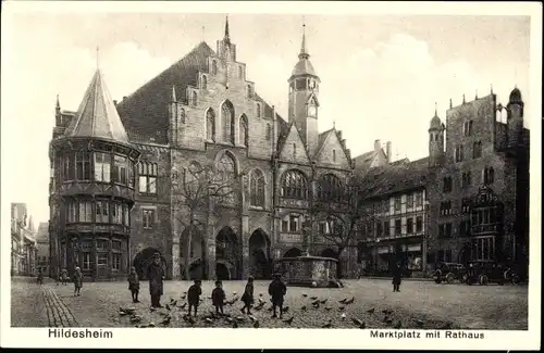 Ak Hildesheim in Niedersachsen, Marktplatz, Rathaus