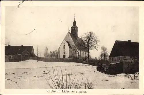 Ak Liebenau Altenberg im Osterzgebirge, Kirche, Winteransicht