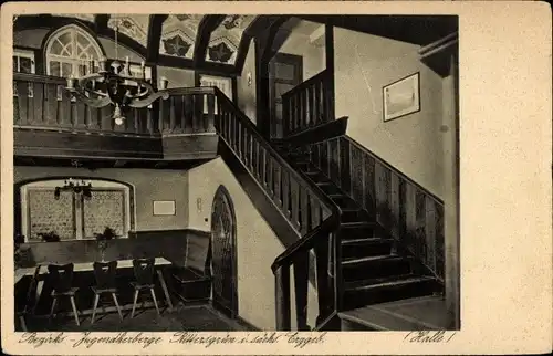 Ak Rittersgrün Breitenbrunn Erzgebirge, Bezirks Jugendherberge, Halle, Treppe