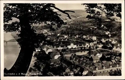 Ak Bad Karlshafen an der Oberweser Hessen, Totalansicht, Franke-Eiche